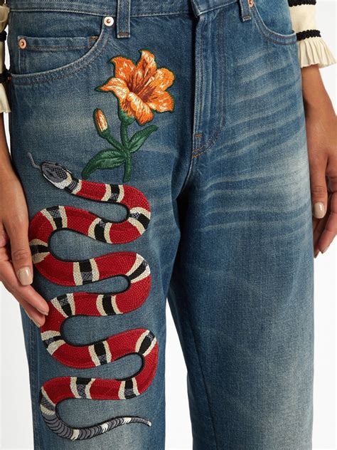 gucci snake pants green|Gucci Snake Jeans .